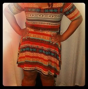 Aztek Print Skater Dress 👗